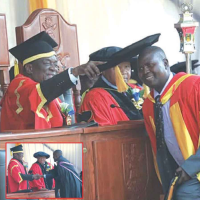 Double delight graduation for dad, son . . . Father first to graduate with a PhD in Finance, makes NUST history . . . Son records 23 first-class passes from 24 modules, scoops 5 awards